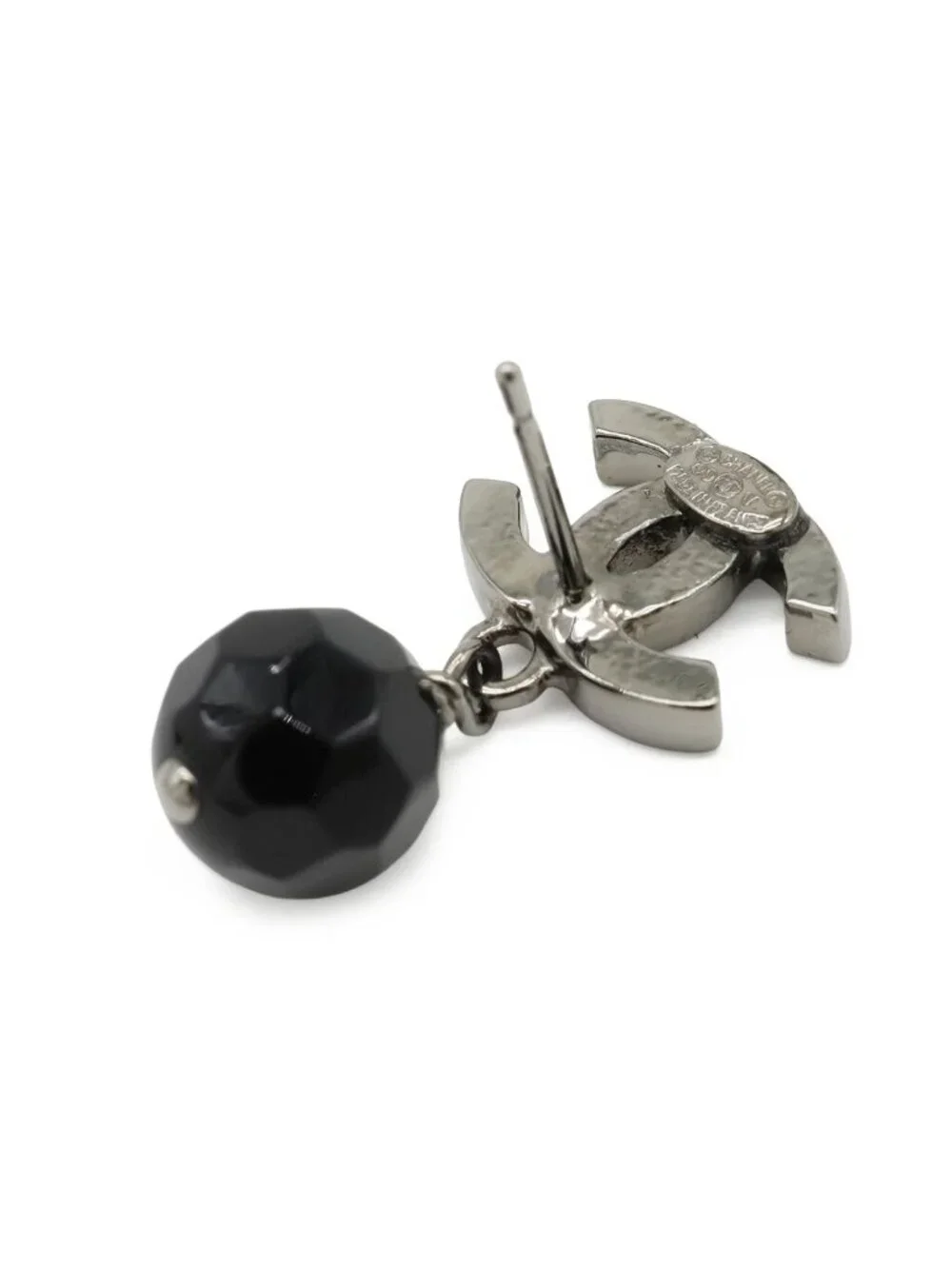 Chanel CC Logo Swingearrings Metal Black Stone Gun Metallic 09 Earrings